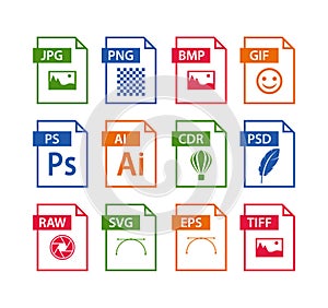 File format icon set. Images file type icons.