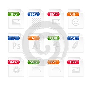 File format icon set. Images file type icons.