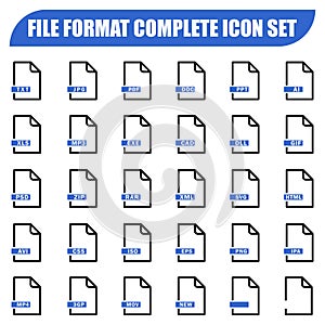 File format icon set, vector