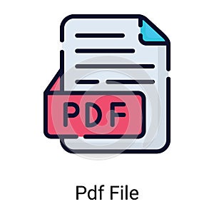 file format, PDF file color line icon