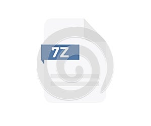 File format 7Z logo design. Document file icon, internet, extension, sign, type, presentation, graphic, application.