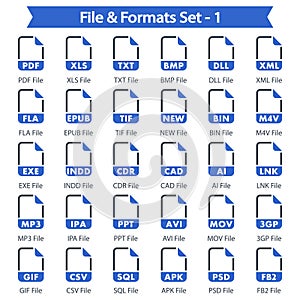 File & Formats Icon set - Blue series