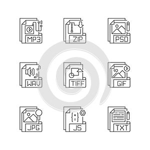 File formats pixel perfect linear icons set