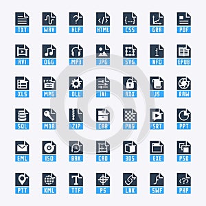 File formats icons in glyph style photo