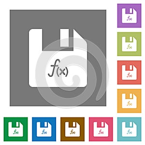 File functions square flat icons