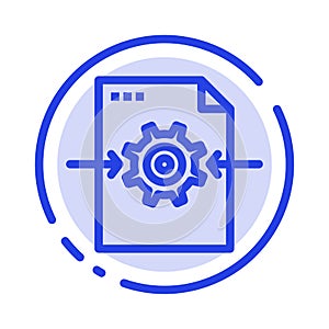 File, Gear, Setting, Arrow Blue Dotted Line Line Icon