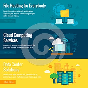 File hosting flat banners set