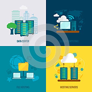 File hosting flat icons composition