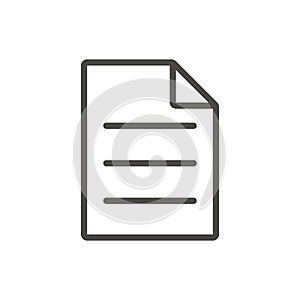 File icon vector. Outline data page. Line computer file symbol.