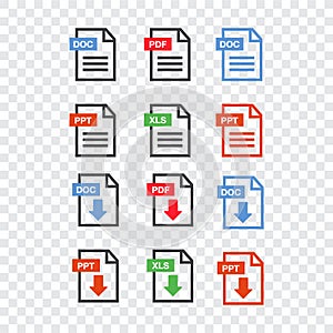 File Icons. Document icon set. File Icons line style illustration