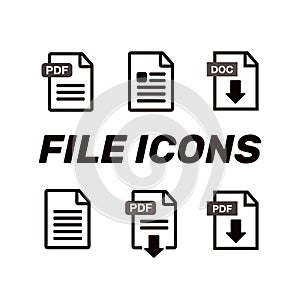 File Icons. Document icon set. File Icons line style illustration