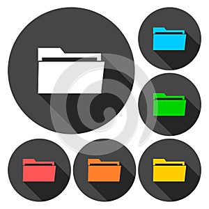 File icons set with long shadow