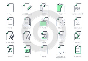 File line icons. Vector illustration include icon - paper, pdf, pen, document, checklist, page, image, sheet, copy