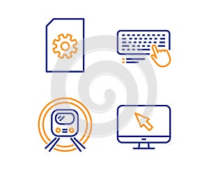 File management, Metro subway and Computer keyboard icons set. Internet sign. Vector