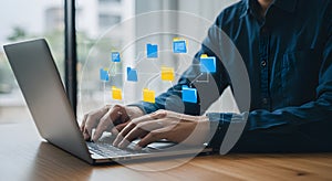 File management system software for efficient document sharing and data storage on laptop computer