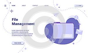 File management tools service page template or web banner concept.