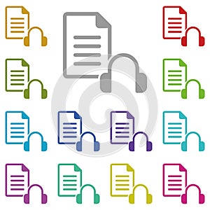 File, online, training, headphone, audio file multi color icon. Simple glyph, flat  of online traning icons for ui and ux,