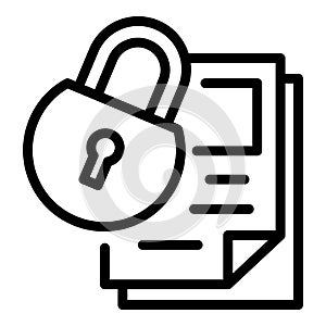 File padlock icon outline vector. Two factor authentication