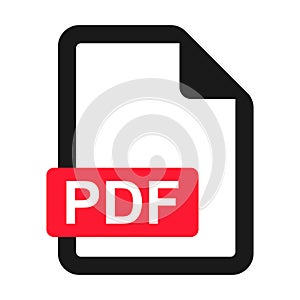 File PDF flat icon isolated on white background. PDF format vector illustration