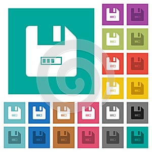 File progressing square flat multi colored icons