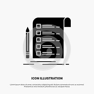 File, Report, Invoice, Card, Checklist solid Glyph Icon vector
