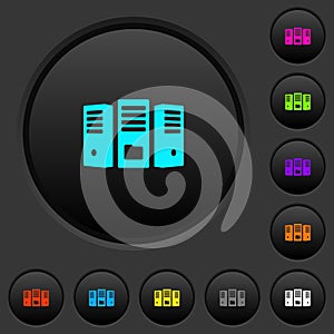 File server dark push buttons with color icons