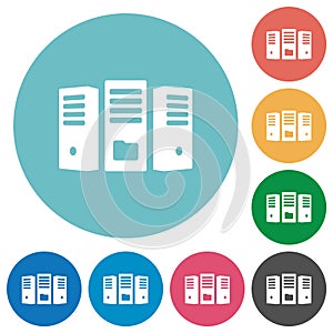 File server flat round icons