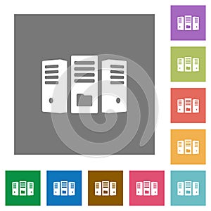 File server square flat icons