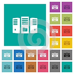 File server square flat multi colored icons