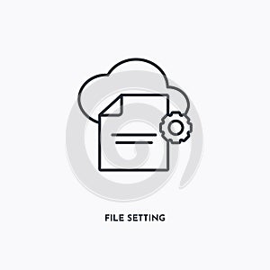 File setting outline icon. Simple linear element illustration. Isolated line file setting icon on white background. Thin stroke