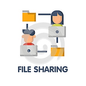 File sharing flat icon style design illustration on white background