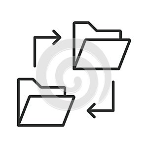 File sharing icon in line design. file sharing, communication, cloud, collaboration, data, workflow, technology on white