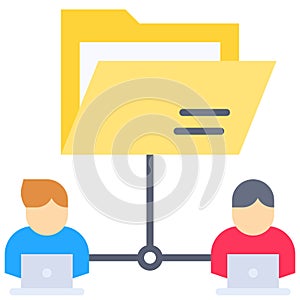 File sharing, Telecommuting or remote work icon, vector illustration