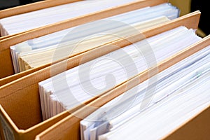 File Stack, file folder close up for background.