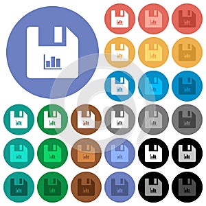 File statistics round flat multi colored icons