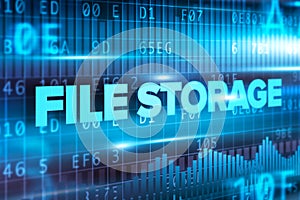 File storage abstract concept blue text blue background