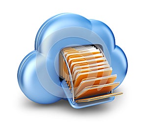 File storage in cloud. 3D computer icon isolated