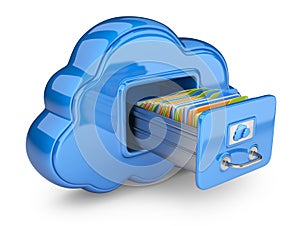 File storage in cloud. 3D icon isolated