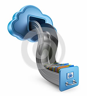 File storage in cloud. 3D icon isolated