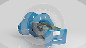 File storage in cloud. 3D computer icon