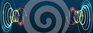 File structuring, machine learning. Big data visualization. A dynamic array of information, consisting of circles and spirals.