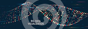 File structuring, machine learning. Big data visualization. A dynamic array of information. Data sorting process. Big data stream