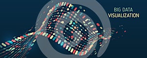 File structuring, machine learning. Big data visualization. A dynamic array of information. Data sorting process. Big data stream