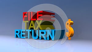 File tax return on blue