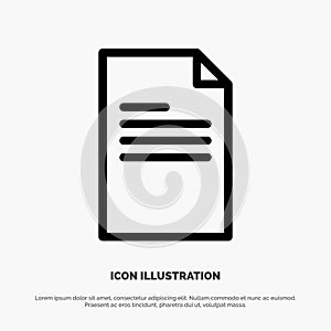 File, Text, Data, Report Line Icon Vector