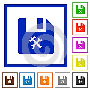 File tools flat framed icons