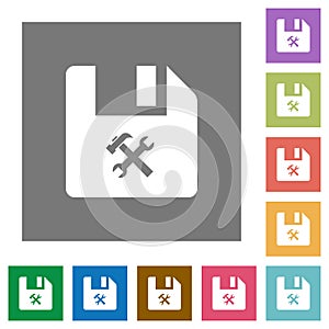 File tools square flat icons