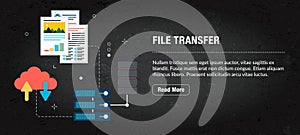 File transfer, banner internet with icons in vector