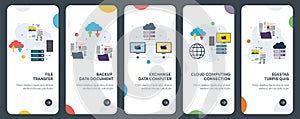 File, transfer, data, backup and computer sharing icons