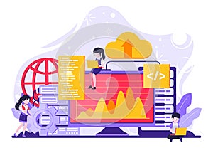 File Transfer. Files transferred Encrypted Form. Program for Remote Connection. tiny people design concept